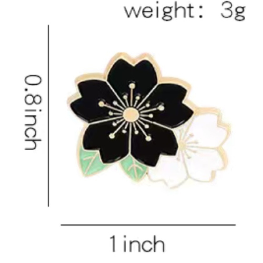 3/$15 Cherry Blossom Floral Enameled Pin Brooch - Picture 5 of 6
